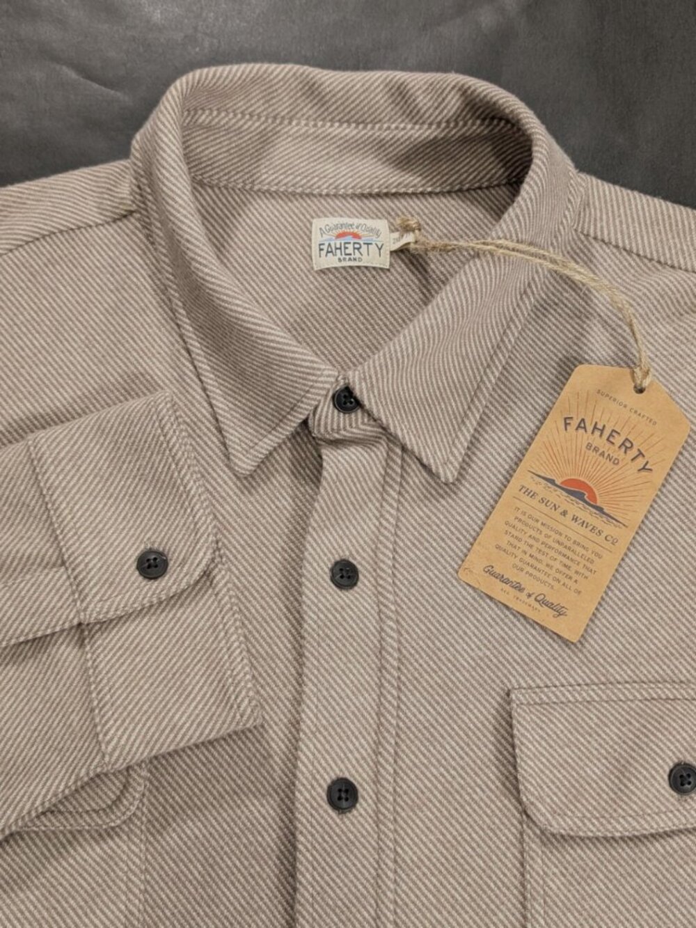 $198 Faherty Legend Sweater Shirt Men`s Timber Twill Size 2XLT Relaxed